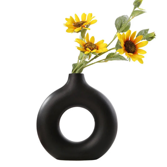 Ceramic Halo Vase - Modern Boho Chic Flower Vase