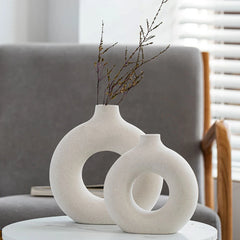 Ceramic Halo Vase - Modern Boho Chic Flower Vase